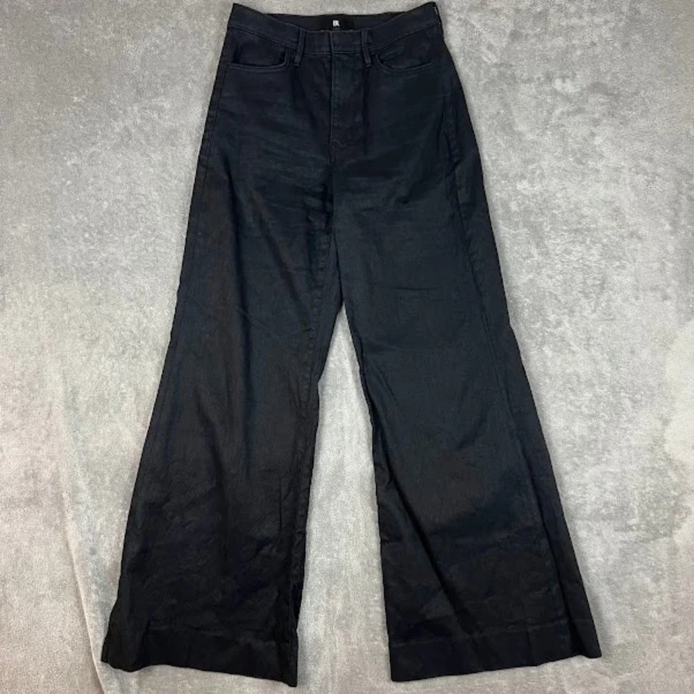 Banana Republic Wide Leg Linen Blend Pants Womens 25 Black Corpcore Career